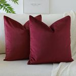 JOTOM Pack of 2 Velvet Soft Solid Cushion Covers 40x40 cm 16x16 Inch Decorative Throw Pillow Covers Square Cushion Case Home Decor Pillow Cases for Couch Sofa Living Room Bedroom (Wine Red)