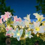 Clearhill 3 Pack Solar Garden Lights with 21 Lily Flowers Solar Garden Lights, Solar Flower Lights, Waterproof Outdoor Decorative Lights(Multicolor, 3 Pack)