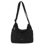 Canvas Messenger Bag Large Hobo Cross body Casual Bag Canvas Shoulder Tote Travel Bag for Women and Men (Black)