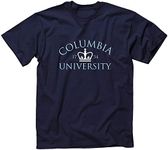 Ivysport Columbia University Short Sleeve Classic Fit Cotton T-Shirt with Crown Logo, Navy, Large