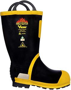 Viking Footwear Firefighter Felt Lined Waterproof FR Boot,Black/Yellow,11 M US