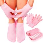 ULTRINA Moisturizing Gel Socks & Gloves Set Combo Hands Feet Skin Whitening Care Beauty Spa Treatment Hydrating Cool Soft Cotton Heel Booties Socks for Dry Hard Cracked Skin