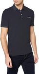 A｜X ARMANI EXCHANGE Men's Short Sleeve Contrast Logo Jersey Polo, Navy, Large