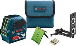 Bosch Gll75-40G 75Ft Green-Beam Self-Leveling Cross-Line Laser with Visimax Technology, L-Bracket Adjustable Mounting Device and Carrying Pouch, Red