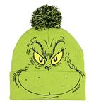 Bioworld Dr. Seuss The Grinch Who Stole Christmas Pom Beanie Hat Embroidered Character,Green,One Size