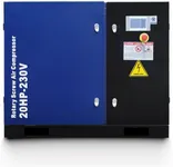 20HP Rotary Screw Air Compressor, 74 CFM @ 125 PSI, 230V 3-Phase 60Hz Fixed Speed Industrial-Grade Heavy Duty Air Compressor System
