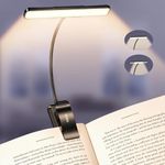 Gritin 2026 Gen 2 Book Light for Reading-32 Eye Caring Full Spectrum LED, 5 Colors & 5 Brightness, Adjustable Wide/Narrow Beam, Upgrade 1500mAh Long-Lasting Rechargeable Clip on Light for Reader-Black