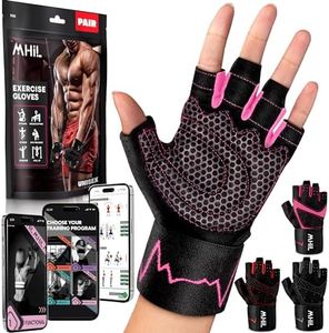 MhIL Workout Gloves for Mens & Womens - Weight Lifting Gloves, Gym Gloves for Men - Exercise Gloves, Training Gloves with Wrist Wraps Support for Weightlifting, Work Out, Pull up- Full Palm Protection