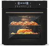 GarveeTech 24" Single Wall Ovens,Electric Convection Wall Oven with 2.5 Cu.ft.,Built-in Electric Wall Oven with 8 Cooking Functions & 360° ROTISSERIE,Touch Control,Safety Lock,Timer,3000W 240V