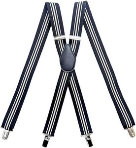 SUITUA X Suspenders Men's 1 ¼" Wide Classic X-Back Suspenders - Adjustable Length to Fit All, Plain Colors (Black 3 Khaki)