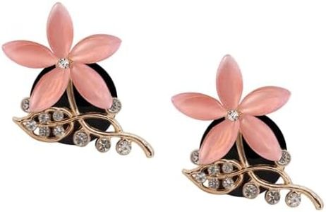 ORIESSE Lotus Flower Car Air Freshener Vent Clips,2pcs Pink Bling Flower Car Accessories for Women,Vanilla Scent Car Air Fresheners