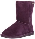 BEARPAW Emma Short Women's Classic Winter Slip On Boots, Lightweight Suede Boots, Multiple Colors, Plum, 9