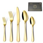 SHEUMNT Gold Silverware Set, Satin Finish 30-Piece Stainless Steel Flatware Set,Kitchen Utensil Set Service for 6,Tableware Cutlery Set for Home and Restaurant with Gift Box