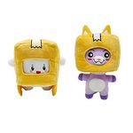 2 Pcs Boxy and Foxy Plush Stuffed Animals Anime Figure Doll Toys Soft Cartoon Plushies Removable Hat Cute Plush Pillow(Foxy+Boxy)