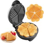 Heart Waffle Maker - Makes 5 Heart-Shaped Waffles for Christmas Holiday Breakfast - Nonstick Baker for Easy Cleanup, Electric Waffler Griddle Iron w Adjustable Browning Control- Gift for Loved Ones