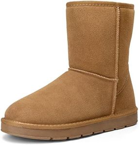 Jousen Men's Winter Boots Suede Snow Boot Leather Mid-calf Shoes Warm Comfortable Lightweight Fur Lining Non-Slip Ankle Boots for Men, Brown 2022 New, 10