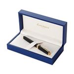 Waterman Exception Fountain Pen | Slim Black with 23k Gold Clip | Fine Nib with Blue Ink Cartridge | Gift Box