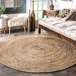 Ripaz Vogue Jute Rug Round Area Rug Braided Rugs for Living Room, Bedroom, Kitchen, Hallway (Beige, 200x200 cm)