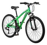 Mongoose Kipawa Boys Mountain Bike 24" Wheel Size, Green, Black, Size Age 8+, Green