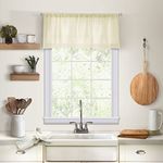 Elrene Home Fashions 026865775426 Solid Hemstitched Rod Pocket Valance Kitchen/Cafe Window Curtain, 60" x 15", Ivory