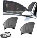 Jewkot Pack-2 Car Front Side Window Sunshade, Dust and Sun Protection Cover for Baby Pet Camping, Breathable Mesh Stretchable Car Window Free Lifting Cover, Universal for Off-road Vehicles (Black)