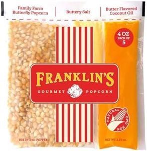 Franklin’s Gourmet Popcorn All-In-One Popcorn Packs for Popcorn Machine - 4oz Pack of 5 - Made in USA - Packs of Popcorn Bags with Buttery Salt & Oil