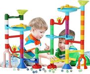 Marble Run,110PCS Building Construction STEM Toy Set for Kids Age 3-12Year, Solid Marble Race Track,Easy to Assemble Learning Educational Marble Rush,Gifts for Boys Girls