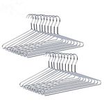 Amber Home 43cm Shiny Chrome Metal Shirt Hanger 20pcs, Space Saving Silver Metal Clothes Hangers, Heavy Duty Strong Metal Wire Hanger for Blouse Dress Coat Jacket Trousers