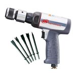 Ingersoll Rand 123MAXK Short Barrel Air Hammer Kit, 5 PC Chisel Set, Quick Change Retainer, Carrying Case, Anti Vibration Power Tool, 3530 BPM, Lightweight, Gray