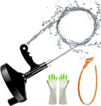 Plumbing Snake Drain Auger 25 Feet Pipe Snake Professional Drain Clog Remove Tool for Bathtub Drain, Kitchen Sink, Sewer, Comes with Gloves and 25 Inch Snake Hair Clog Remover