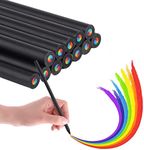 MAIHUO 12 Pcs Rainbow Pencils,7 Color in 1 Black Wooden Rainbow Colored Pencils, Multicolored Pencils for Kids Adults Art Drawing Coloring Sketching