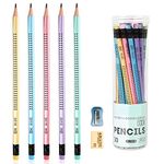 Surcotto HB pencils, 30 HB pencils with eraser and sharpener, pre-sharpened triangular pencils for children's writing and drawing at school and home