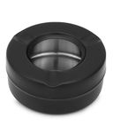 Dynore Stainless Steel Black Lid Cigarette Ash Holder Tray for Home, Office and Bar Set Of -1