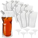 Stockroom Plus 50 Pack 16oz Reusable Adult Plastic Drink Pouches with Funnels for Juice, Soda, Liquor (9 x 5 In)