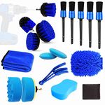 PRODFNDE Car Cleaning Kit, 18 Piece Car Detailing Brushes for Cleaning Rims, Dashboard, Interior, Exterior, Leather, Air Vents, Emblem