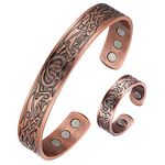 BioMag Copper Bracelet for Men Magnetic Bracelets Pure Copper Rings Set 6.8 inches Adjustable