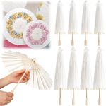 Noamus 10 Pack Parasol Paper Umbrellas, 12" 16" DIY Small Painting Handmade Decorative Oil Paper Parasol, White Paper Umbrella 2 Sizes for Decorations Kids Party Wedding Craft Photo Props Art Display