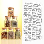 Uzoid Pack of 150 Label Set, Black Text on Transparent Waterproof Vinyl Self-Adhesive Stickers for Mason Jars Glass Bottles, Decals Craft, Kitchen Jar Labels Stickers (Design 3, 2 inch X 1.5 inch)