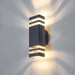 CELAVY Outdoor Wall Lights Mains Powered Outside Up Down Lights, IP65 Waterproof LED Porch Front Door Light, Square GU10 External Modern Lighting Exterior Sconce Lamp for House, Anthracite Grey