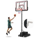 Giantex Basketball Hoop Outdoor - 7.4-10 FT Quickly Height Adjustable Basketball Net w/ 44 Inch Shatterproof PC Backboard, Fillable Base, Portable Basketball Hoop Indoor for Adults, Backyard, Driveway
