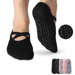 5 Pairs Pilates Grip Socks Yoga Socks with Grips for Women, Non Slip Grip Socks for Women Pilates, Sticky Socks for Hospital Pilates Gym Workout Dance