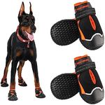 Boxxberk Waterproof Dog Boots,Anti-Slip Rubber Dog Booties for Winter Snow,Dog Snow Shoes for Large Dogs,Paw Protector with Reflective Strap for Outdoor Walking Hiking (Black,2.55")