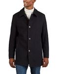 Cole Haan Men's Button Up Wool Plush Car Coat, Black, M