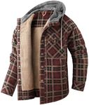 Mr.Stream Men's Hooded Coat Casual Thicken Plaid Work Flannel Snap Sherpa Lined Fleece Shirt Jacket 3252 Coffee S