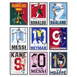 BigWig Prints Soccer Poster - Soccer Posters For Boys Bedroom, Messi And Ronaldo Poster, Messi Posters For Boys Bedroom, Soccer Wall Art, Messi Wall Art, Ronaldo Posters - Unframed Set Of 9 (8x10”)