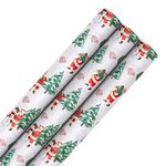 Hallmark Traditional Christmas Santa and Tree Wrapping Paper Bundle - 3 Rolls in 1 Festive Design, Santa and Tree Wrapping Paper Pack.