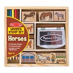 Melissa & Doug Wooden Stamp Activity Set: Horse Stable - 10 Stamps, 5 Colored Pencils, 2-Color Stamp Pad | Horse Stamps With Washable Ink, Horse Gifts For Girls And Boys Ages 4+