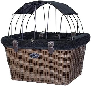 Travelin K9 Pet-Pilot MAX Wicker Bike Basket for Dogs/Cats - Includes Wire Cage Top w/Sun Shade + Plush Removable Padded Liner