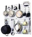 Wall Control 30-KTH-200 WB Kitchen Pegboard Organizer Pots and Pans Pack Storage and Organization Kit Accessories, White/Black