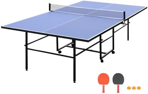 GarveeLife Portable Ping Pong Table, 9 FT Professional Indoor/Outdoor Table Tennis Tables Game Set with Net, 2 Tennis Paddles and 3 Balls for Adults/Teens, Quick Assembly